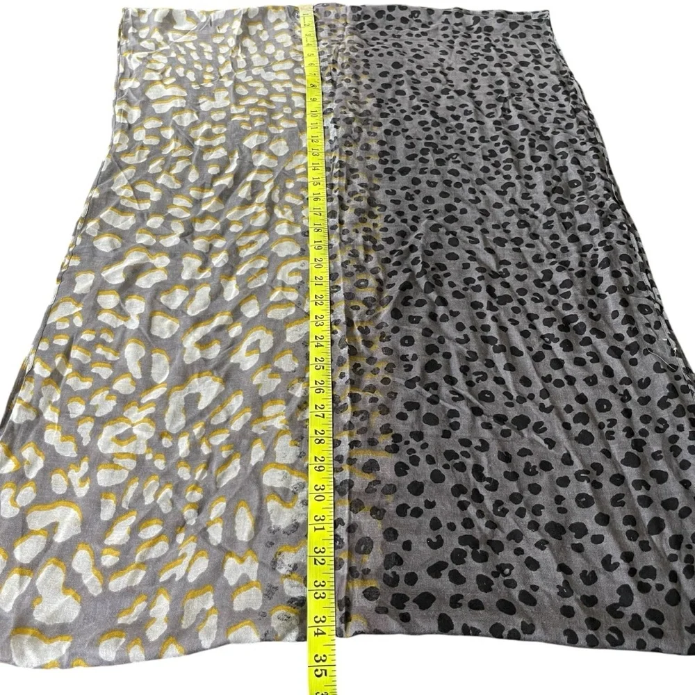 Grey/Black/White/Yellow Leopard Print Sheer Infinity Scarf - Picture 7 of 7